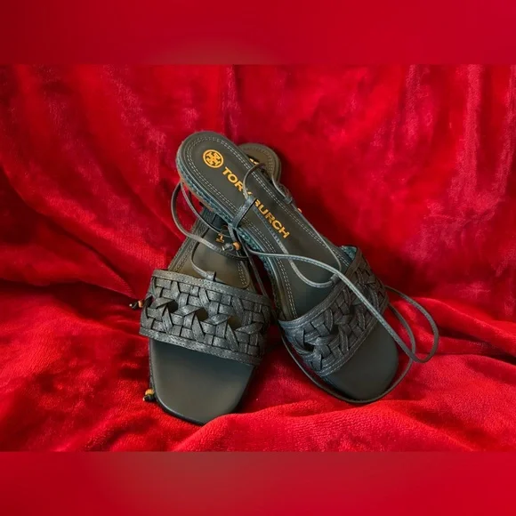 Tory Burch Blue Basketweave Espadrille Sandals-NIB SZ 8 - Picture 4 of 14